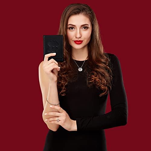 Dingion 2 Pcs Single Playing Card Case Holder Black PU Poker Card Box Protector Fits Bridge and Poker Size