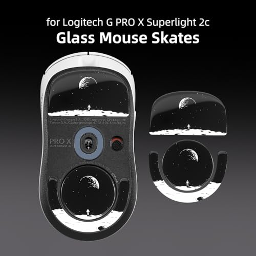 immoenuc Tempered Glass Mouse Skates for Logitech G PRO X Superlight 2C Gaming Mouse, 2.5D Polished Edge Smooth Durable Mouse Feet Replacement (Earth Pattern) - color: Earth Pattern