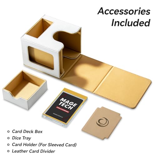 Mage Tech Card Deck Box for MTG Commander - Patented Design, Commander Display, As Deck Holder, Fits 100 Double-Sleeved Cards, Include 35pt Card Brick & Dice Tray (5. Halo) - color: 5. Halo