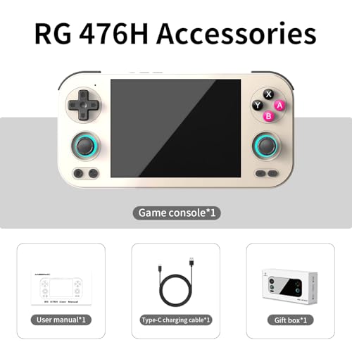 Anbernic RG 476H Retro Handheld Game Console RG 476H Retro Game Console 4.7 inch IPS Multi-Touch Screen Android 13 Unisoc T820 Processor RG476H Support 1080p DP Output WiFi Bluetooth Gray