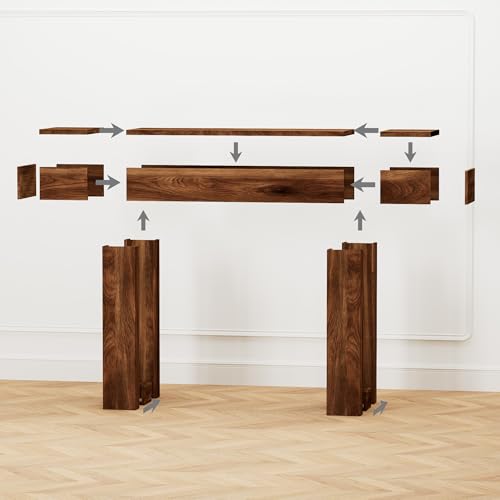 63 Inch Long Console Table w/Outlets & USB Ports, Narrow Rectangular Sofa Table Behind The Couch, Farmhouse Entryway Table for Entrance, Hallway, Living Room(Brown with Outlet) - color: Brown, style: With Socket