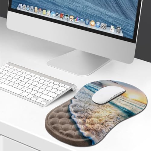 Hokafenle Ergonomic Mouse Pad Wrist Support, Wrist Rest Mousepad for Carpal Tunnel Pain Relief with Integrated Memory Foam Slope Massage Bulge (11.8x7.9 inch,Beach Sunset - color: KM10-Beach Sunset