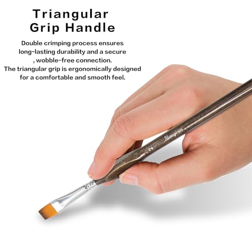 Detail Paint Brushes Set 8pcs Miniature Brushes for Fine Detailing, Acrylic,Model, Face, Figurine, Watercolor, Oil, Triangular Grip, Nylon Bristles - color: 8pcs Transparent Brown Set