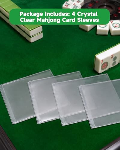 2026 Mahjong Card Protector Set (4 Pack), Crystal Clear Plastic Sleeves Fits Large Print Scorecard (6 1/8" x 4 3/4"), Durable Transparent Cover Holder for American Mahjong