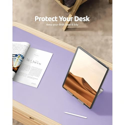 Desk Pad, Leather Non-Slip Laptop Computer Desk Keyboard Mat, Table Protector Blotter Mat, Large Mouse Pad (24" x 12")-Purple - color: Purple