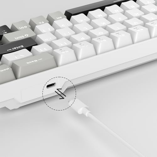 MageGee Portable 60% Mechanical Gaming Keyboard, MK-Box LED White Backlit Compact 68 Keys Mini Wired Office Keyboard with Red Switch for Windows Laptop PC Mac - Grey - color: White Grey/Red Switch