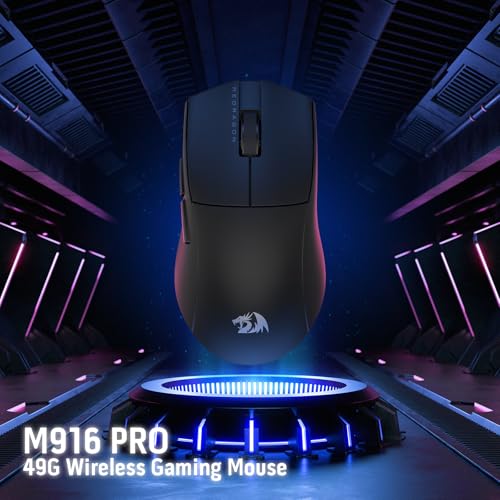 Redragon M916 PRO 3-Mode Wireless Gaming Mouse, Hype-Speed 4K Polling Rate, 49G Ultra-Light 26K DPI Mouse w/Ergonomic Natural Grip Build, Redefinable Macro Buttons, Software Supported - color: Black, style: 4K Hz