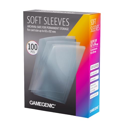 Gamegenic Soft Sleeves 67x94 – 100 Count Clear Card Protectors | Archival Safe Polypropylene, Acid-Free and No PVC