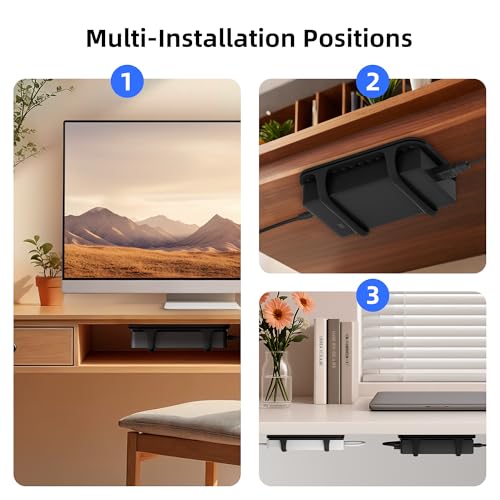2 Pack Universal Silicone Laptop Charger Holder,Under Desk Power Brick Mount Organizer for Charging Brick & Cables,Flexible Non-Slip Power Bricks Mount,Secure Supply Holder for Laptop Charger,Black - color: Black*2