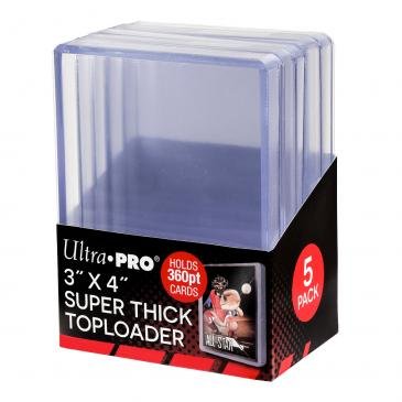 Ultra Pro 3" x 4" Super Thick Baseball Card Top Loaders – 360pt Thick Rigid Holders – Clear PVC Trading Card Protectors – Sports & Gaming Collectible Storage – Dust & Scratch Resistance – 5 Pack - size: 360pt (Card Thickness)