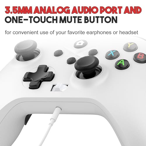 Dinosoo Wireless for Xbox Controller Series X|S One & Windows 10/11, with Turbo, Macro, Mute Button, Battery, Dual Vibration, White - color: White