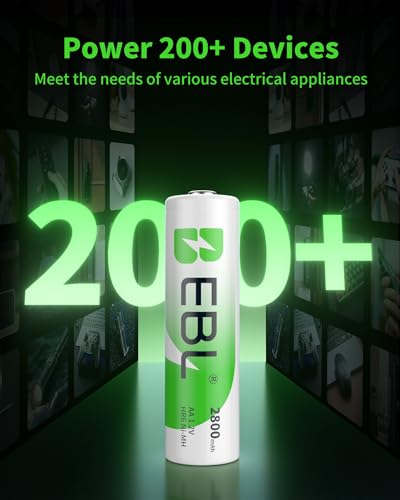 EBL AA 2800mAh High Performance Ni-MH Rechargeable Batteries, 4 Pack - size: 4 Count (Pack of 1)