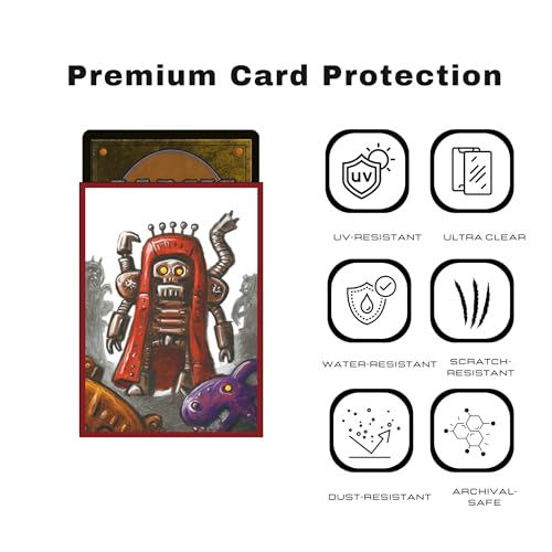 Trading Card Sleeves – 100 Count – Smooth Matte Art Back & Clear Front (66 x 92 mm) – Fits Standard Cards, MTG, Sports & Collector Decks - Clockwork Overlord