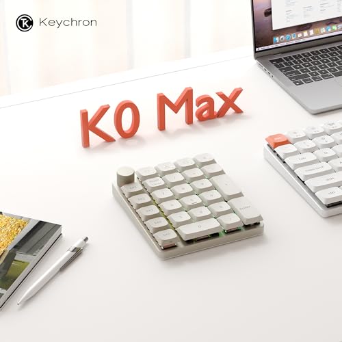 Keychron K0 Max QMK Wireless Custom Number Low-Profile RGB Backlit (Hot-Swappable) Silent Red Switch Keypad, 2.4 GHz & Bluetooth 5.3 Connection, 1000Hz Polling Rate - Retro Version - color: Silent Red Switch, size: Retro