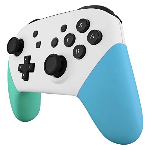 eXtremeRate White Faceplate Backplate Mint Green Heaven Blue Handles for Nintendo Switch Pro Controller, DIY Replacement Hand Grip Housing Shell Cover for Nintendo Switch Pro - Controller NOT Included - color: Mint Green & Heaven Blue