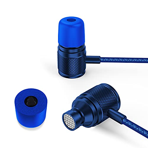 LUDOS Ultra Wired Earbuds in-Ear Headphones, 5 Years Warranty, Earphones with Microphone, Noise Isolating Ear Buds, Memory Foam for iPhone, Samsung, School Students, Kids, Women, Small Ears - Blue - color: Blue, style: 3.5 mm
