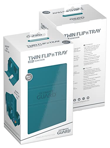 Ultimate Guard Twin Flip'n'Tray 200+, Deck Case for 200 Double-Sleeved TCG Cards + Dice Tray, Petrol, Independent Magnetic Closure & Microfiber Inner Lining - color: Petrol, size: 200+