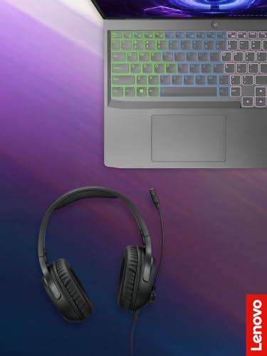 Lenovo H110 Wired Gaming Headset - 3.5mm Connection, Omni-Directional Microphone, Breathable Ear Cups, Built-in Volume Wheel - Black - style: H110