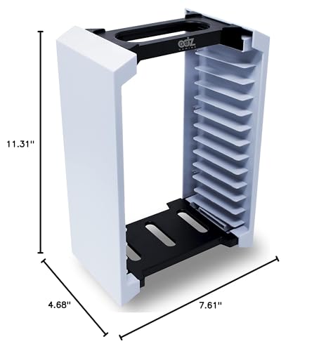 ADZ Game Storage Tower – Universal Games Storage Tower – Stores 12 Game or Blu-Ray Disks – Game Tower Rack for PS4, PS5, Xbox One, Xbox Series X/S, Switch Games and Blu-Ray Cases