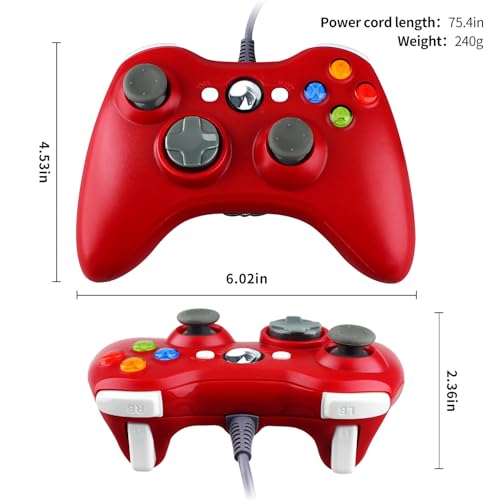 OSTENT Wired USB Controller Gamepad Joystick for Microsoft Xbox 360 Console Windows PC Laptop Computer Video Game Color Red - color: Red