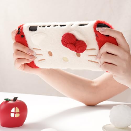 Kuitmor Plush Protective Case for Switch 2, Kawaii Protective Shell Hard PC Slim Cover Case Compatible with Switch 2025 Game Console and Joystick Controller - HLK