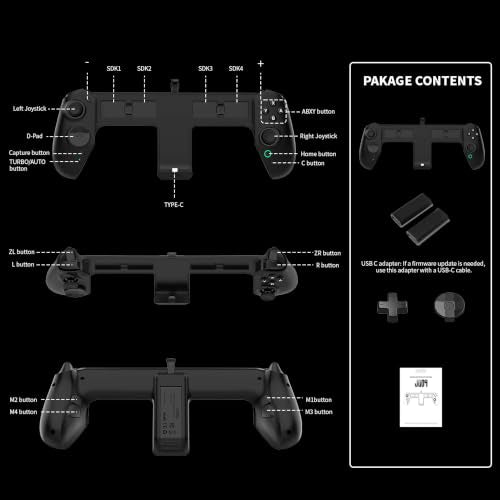 ASRVA Switch 2 Controller | Hall Effect Joystick, 9-Axis Gyro, Turbo, Dual Vibration, 4 Game Card Slots, 2 Replaceable D-pad Caps, Ergonomic Open-Top Replacement Wired Joypad for Nintendo Switch 2(Black) - color: Black