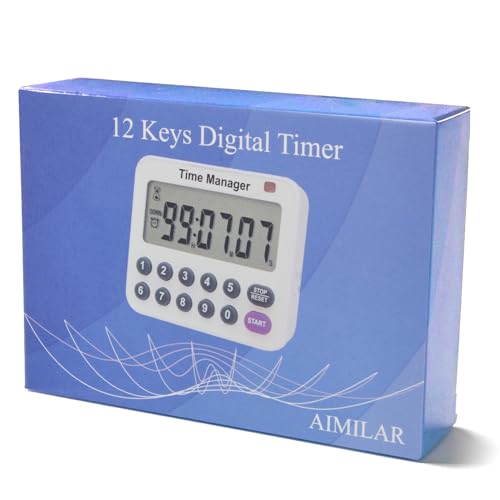 AIMILAR Magnetic Digital Kitchen Timer with Direct Numerical Keypad, Loud Alarm - 99Hr Countdown Count Up Timer for Cooking Baking Classroom, Batteries Included - color: Purple-1