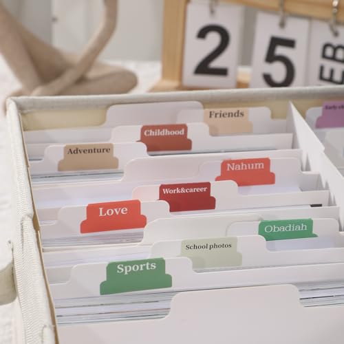 Aokeyee Photo Storage Box Holds 3400+ 4x6 Pictures | Photo Organizer Box | 8 Dividers | 24 Paperboard | with Blank Label - size: 2pc