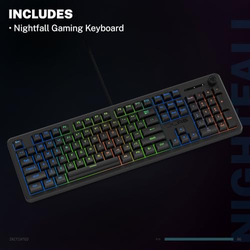 JLab Nightfall Gaming Keyboard, Wired, RGB, 104 Keys, Black - color: Black