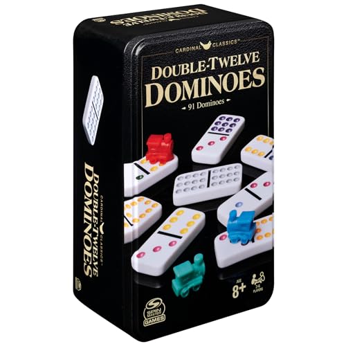 Spin Master Games Double 12 Dominoes Set in Storage Tin Classic Tile Game - style: Double 12 Dominoes Set