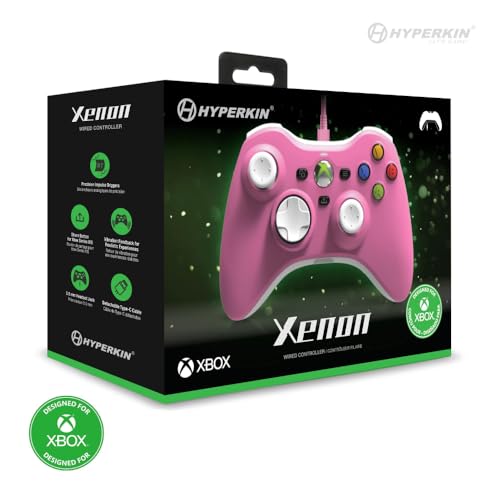Hyperkin Xenon Wired Controller, Pink | Plug and Play Gaming Gamepad, 3.5MM Audio Jack, Impulse Triggers, Pink - color: Pink