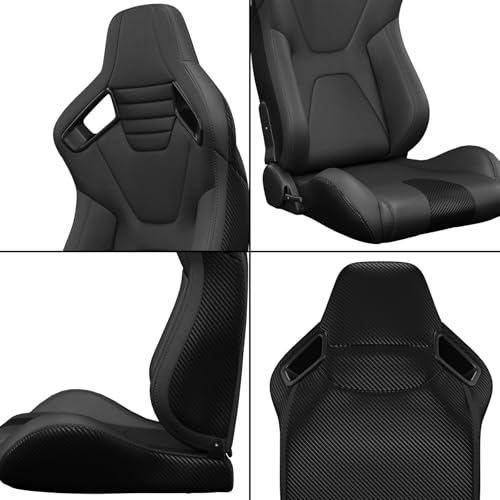 2 Pcs Adjustable Universal Racing Seats with Double Sliders, Reclinable Bucket Seats, 1 Pair of Sport Seats for Vehicles (Black S) - color: Black S