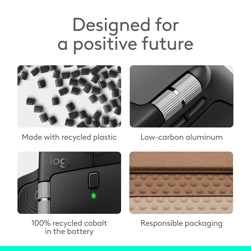 Logitech MX Master 4 for Mac, Ergonomic Bluetooth Mouse with Advanced Performance Haptic Feedback, Ultra-Fast Scrolling, USB-C Charging, MacOS, iPadOS, Windows - Space Black - color: Space Black