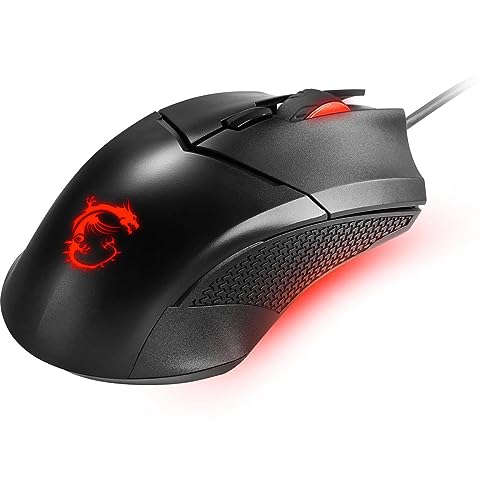 msi Clutch GM08 Gaming Mouse, 4200 DPI, Optical Sensor, 3 Adjustable Weights, Red LED Lighting, Symmetrical Design - style: Clutch GM08