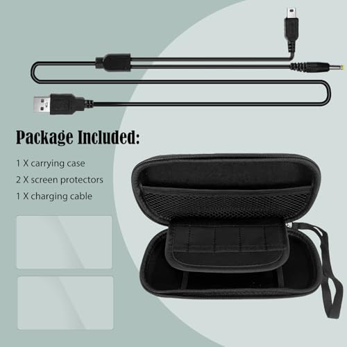 JDGPOKOO 4 in 1 Accessories Kit for PSP 1000/2000/3000, Carrying Case for PSP 1000 2000 3000, 2 Set Screen Protectors and Charging&Date Cable, Compatible with PlayStation Portable 1000/2000/3000 ONLY - size: 4 in 1 psp 1000/2000/3000
