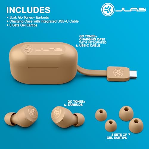 JLab, Go Air Pop+ Tones, True Wireless Earbuds, Bluetooth, IPX4, Dual Connect, 728 N - color: E-728 N, style: Tones+