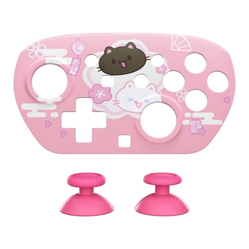 eXtremeRate DIY Replacement Faceplate Shell for Nintendo Switch 2 Pro Controller, Custom Front Housing Case, Thumbsticks and Screwdriver Tools for Switch 2 Pro Controller - Cherry Blossoms Kitten - color: Cherry Blossoms Kitten