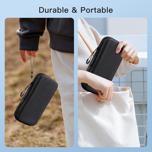 YAJOJO Carrying Case for AYANEO Pocket AIR Mini Handheld Game Console with Lanyard & Carabiner,Hard Shell Cover with Pocket for AYANEO Pocket AIR Mini & Accessories ,Shockproof(Black)
