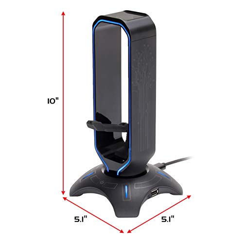 ENHANCE PC Gaming Headset Stand with Mouse Bungee - RGB Headphone Holder, 2 USB Ports, 7 LED Color Modes, Compatible with Desktops, Keyboards, Headphones
