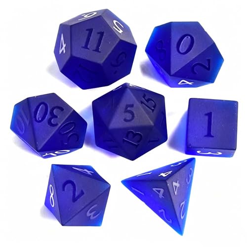 Blue Gemstone DND Dice Set, 7PCS Dungeons and Dragons Gem Dice Polyhedral Gem Stone Dice Set for Role Playing Game - color: Blue Stone