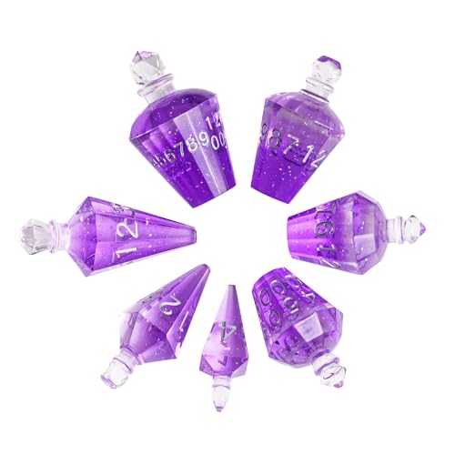 7PCS Potion DND Dice Set,Transparent Sharp Edge Die Set D&D RPG Polyhedral Die,for Dungeons & Dragons, Pathfinder, and TTRPG Roleplaying Games.(Purple) - color: Purple
