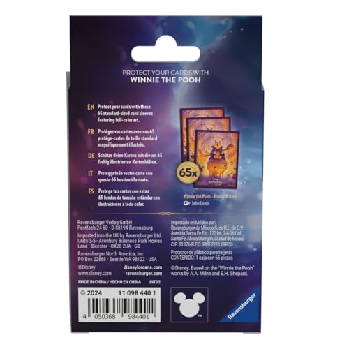 Ravensburger Disney Lorcana TCG Card Sleeves Featuring Winnie The Pooh – Hunny Wizard by John Loren | 65 Protective Sleeves for TCG Decks | Ages 8+