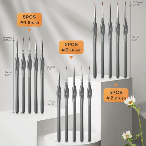 Golden Maple Miniature Paint Brushes, 15PC Model Brushes Micro Detail Paint Brush Set, Fine Detailing for Acrylics, Oils, Watercolors & Paint by Number, Figurine (Grey) - color: Gray