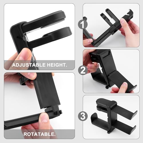 3-in-1 PC Gaming Headphone & Controller Holder for Desk - Headphone Hanger with Adjustable Clamp & Rotating Arm, Under Desk Controller & Switch Stand - Black
