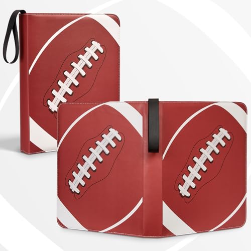 Fabmaker 9 Pocket Card Binder, PU Cover Trading Card Binder Holds 756 Cards | Premium 3 Ring Zipper Card Binder, Portable Baseball Card Binder, Collection Album for Game & Sport Cards, Football Style - color: Football Style