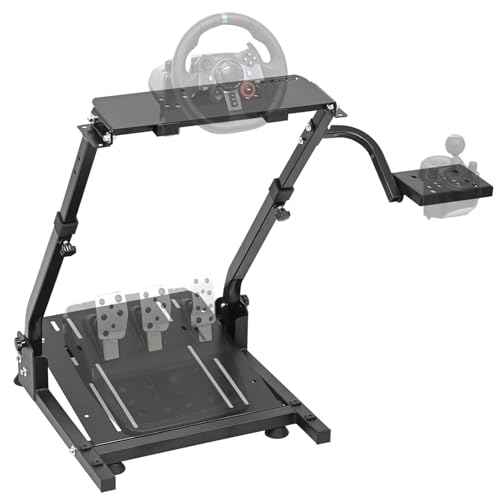 CXRCY Racing Wheel Stand, Adj Height & Foldable for G920 G29 G27 G25 | For Fanatec & Thrustmaster bases. Xbox,PS4,PS5,PC. Wheel & pedals not incl. - color: Black