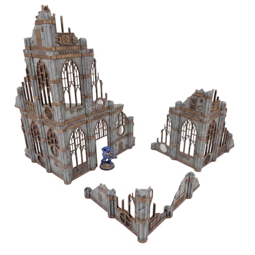 Gothic Sector Terrain Set: 28mm Scale Buildings & Scatter Terrain for 2000-Point Competitive 40k Games (Imperial Library) - style: Imperial Library