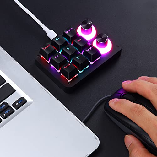Koolertron 9-Key Mechanical Numpad with 2 Programmable Knobs, LED Backlit Macro Gaming Keyboard, Fully Customizable Numeric Keypad for PC - style: 9 Keys/Red switches/RGB Backlight
