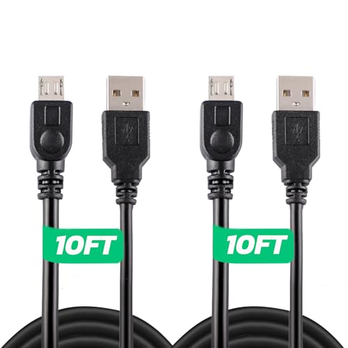 Xahpower 2 Pack 10Ft Controller Charging Cable for PS4, Play and Charge Micro USB Charger High Speed Data Sync Cord for Playstation4 PS4 Slim/Pro Controller, Xbox One S/X Controller, Android