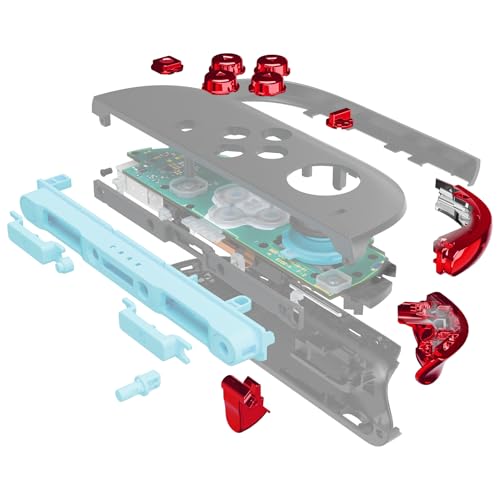 eXtremeRate DIY Replacement Full Set Buttons for Joycon 2, Custom ABXY Direction Keys Dpad + - C Home Capture Release L R ZR ZL Trigger Buttons for Nintendo Switch 2 Controller - Chrome Red - color: Chrome Red